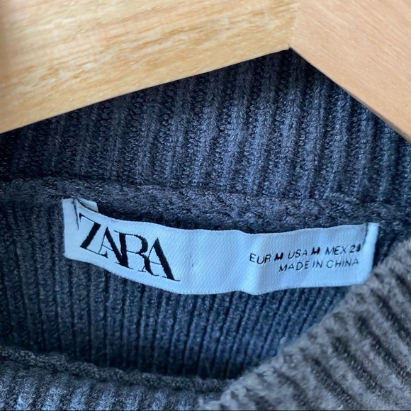 Zara pointelle sleeve sweater charcoal grey - Picture 5 of 9